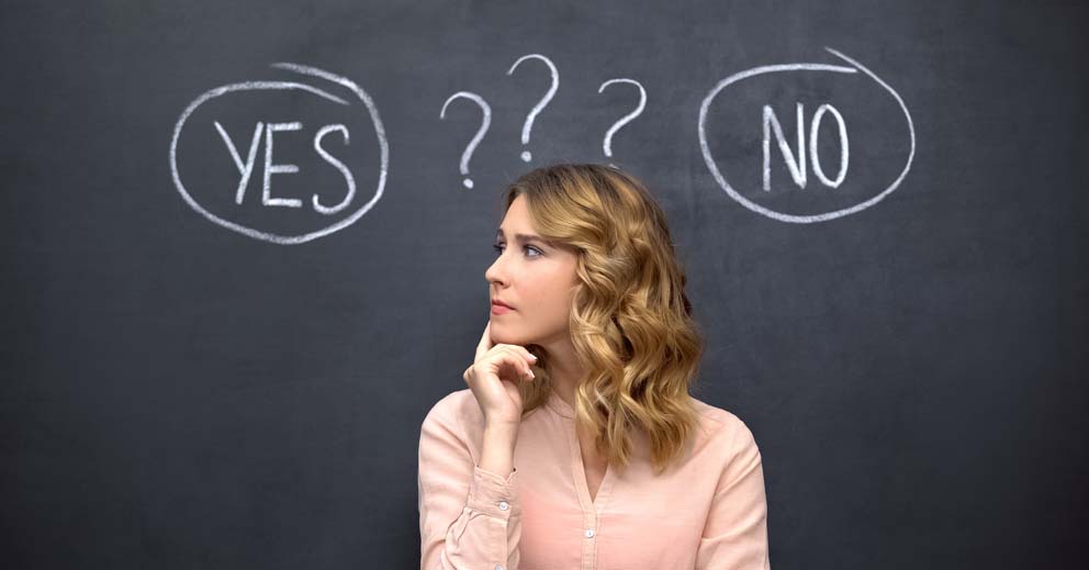 La pensée féminine, trois points d'interrogation, "oui" ou "non".