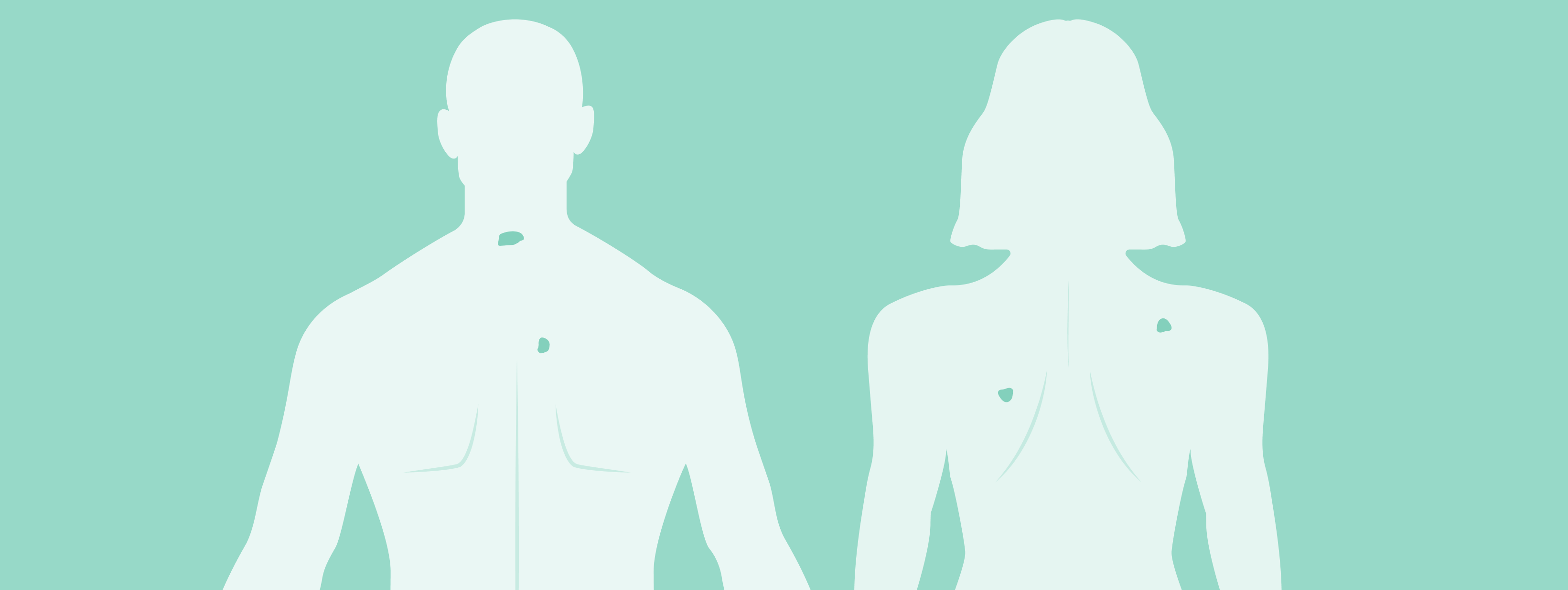 Illustrazione delle schiene di un uomo e di una donna con disegnato un melanoma