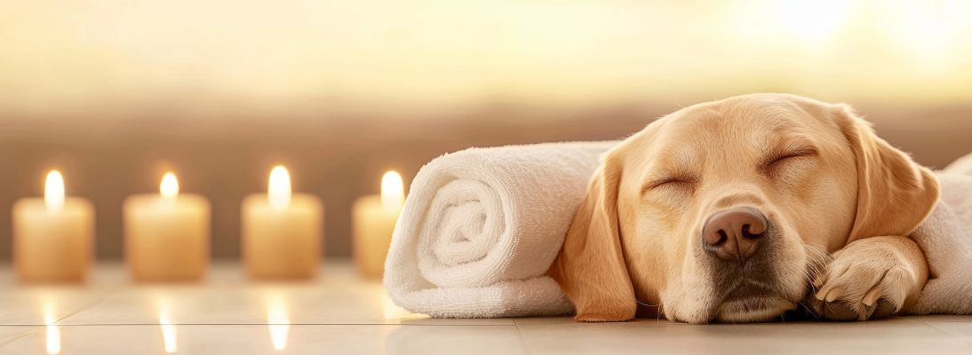Foto: Schlafender Hund in entspannter Atmosphäre