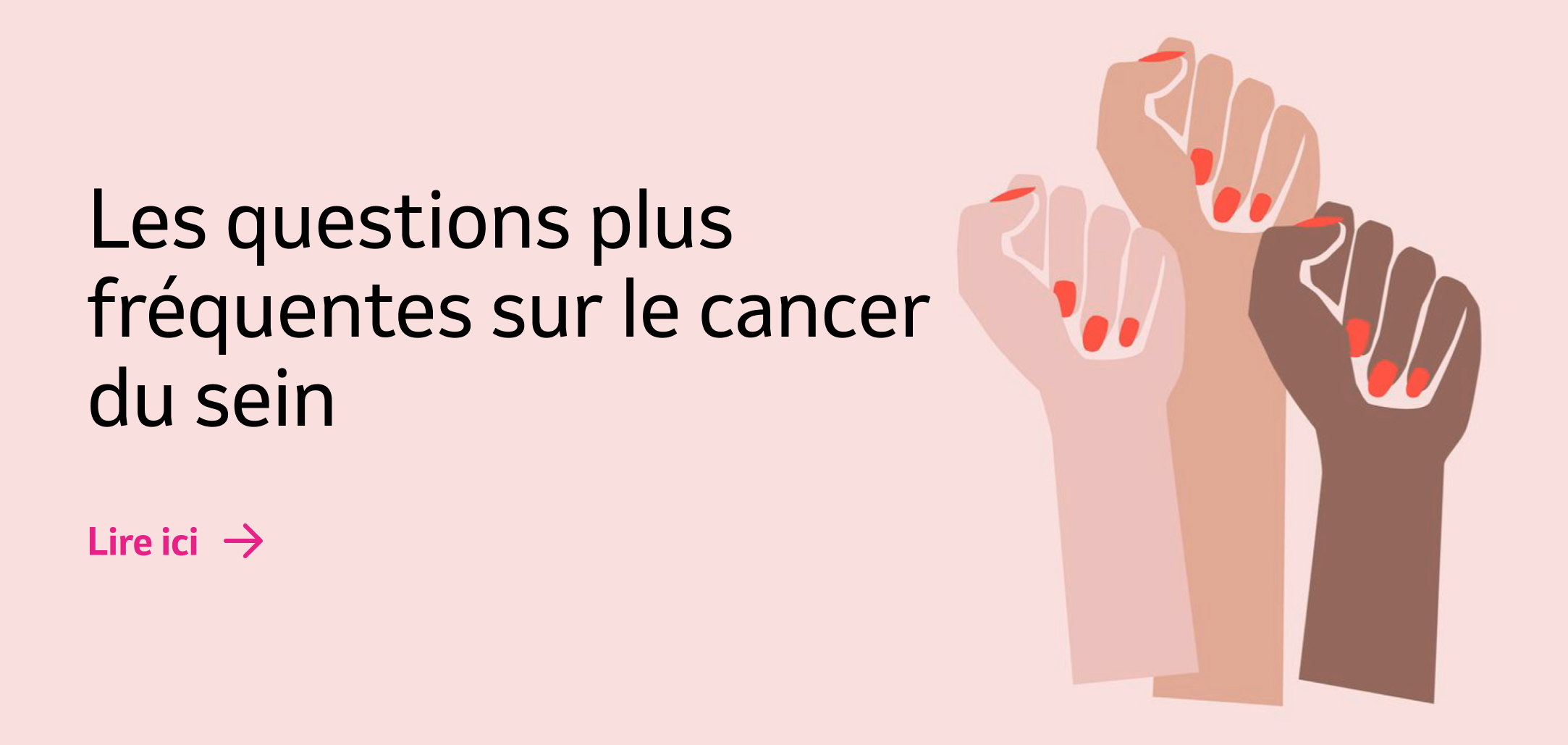 Banner "Les questions plus frequentes sur le cancer du sein"