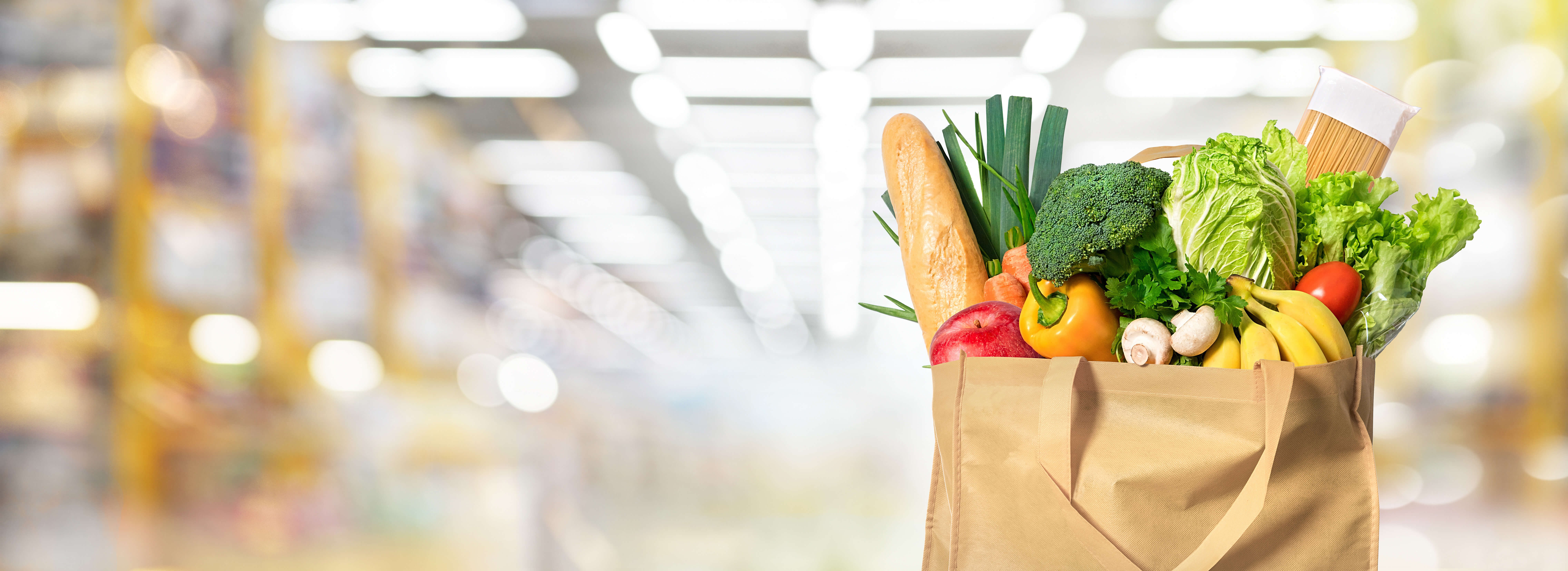 Healthy food in shopping bag