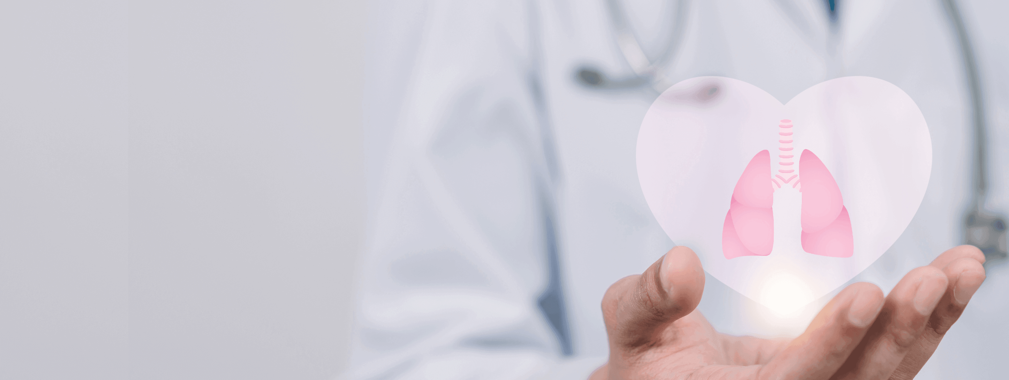 Professionnel de santé avec symbole de cœur et poumons stylisés illustrant l’hypertension artérielle pulmonaire (HTAP).